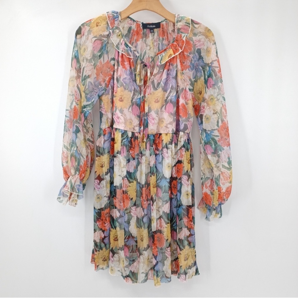 Aakaa Floral Mini Dress - Multicolor